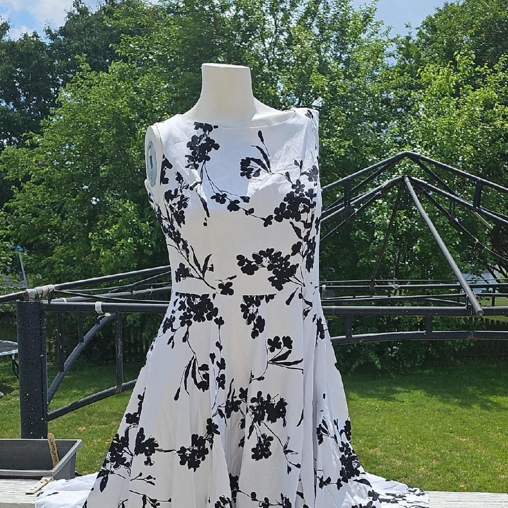 Grace Karin Black and White Fit and Flare Dress - Picture 1 of 9